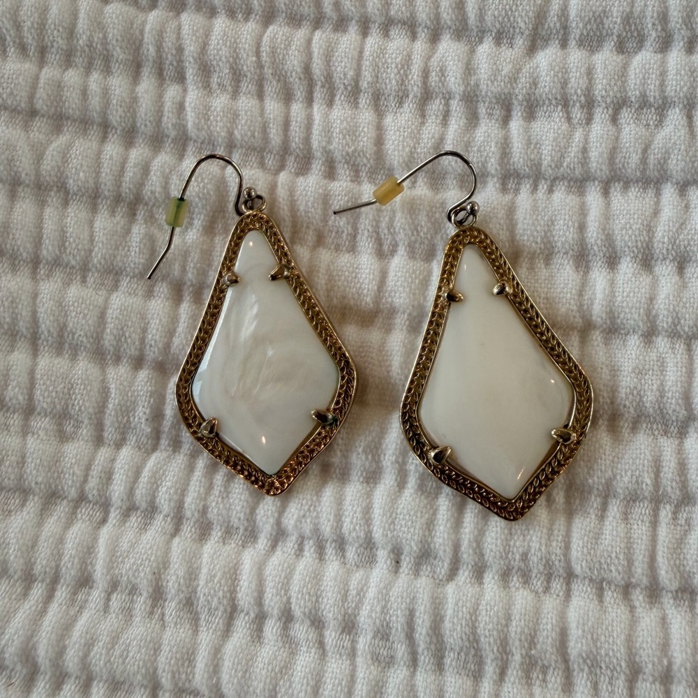 Kendra Scott Alex Earrings, White Mother of Pearl with Gold Frame